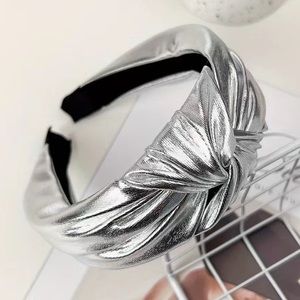 Metallic Silver Knotted Headband